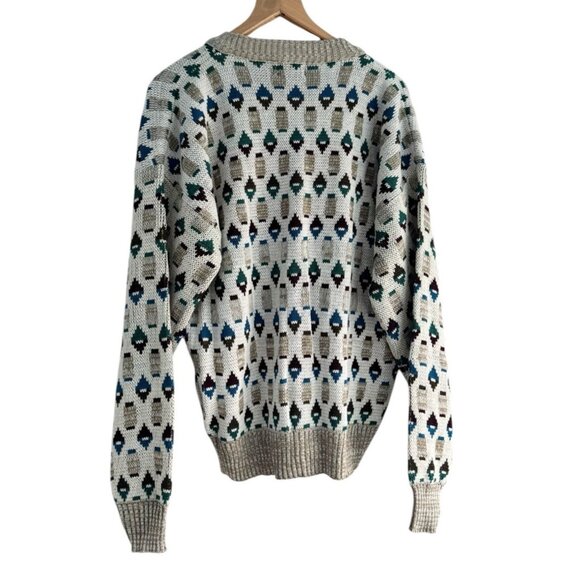 Vintage Design Crew Men's Size Medium Grandpa Geometric Cardigan Sweater - Picture 3 of 9